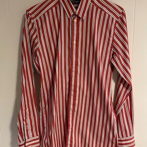 Dolce & Gabbana Gold Striped Red and White Shirt 15/38
